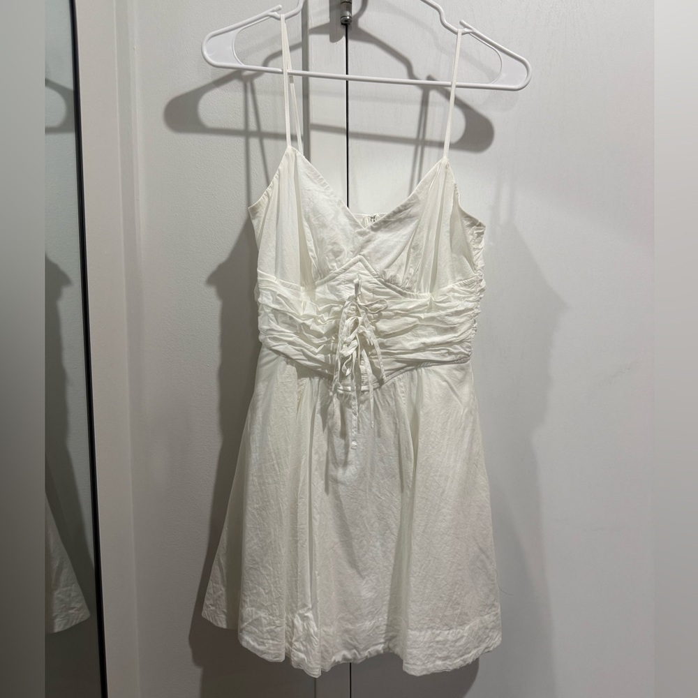Trixxi White Spaghetti Strap Dress with Lace-Up Detail